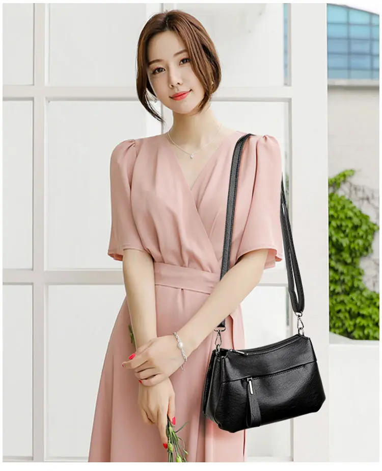 New Women's Shoulder Purse Bag Fashion Atmosphere Crossbody Messenger Bag Women's Large-capacity Mother Handbag Soft Leather Bag