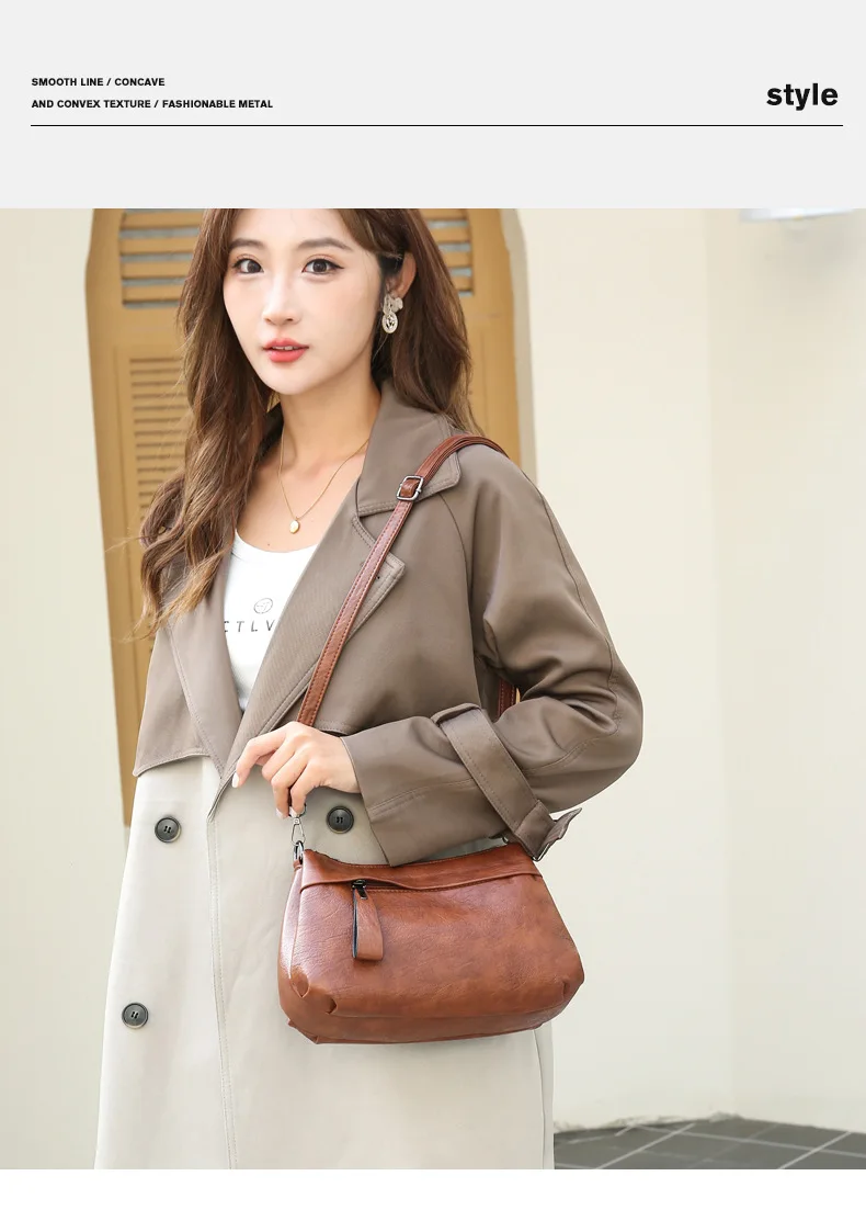 New Women's Shoulder Purse Bag Fashion Atmosphere Crossbody Messenger Bag Women's Large-capacity Mother Handbag Soft Leather Bag