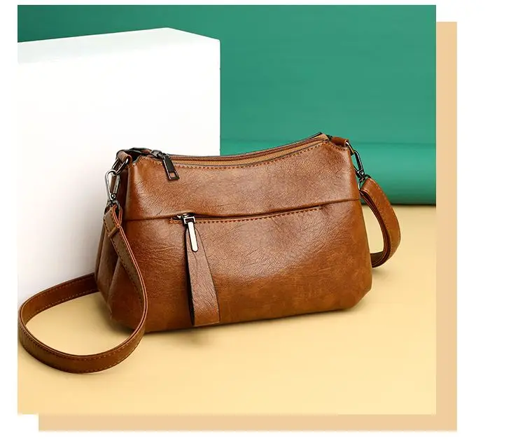 New Women's Shoulder Purse Bag Fashion Atmosphere Crossbody Messenger Bag Women's Large-capacity Mother Handbag Soft Leather Bag