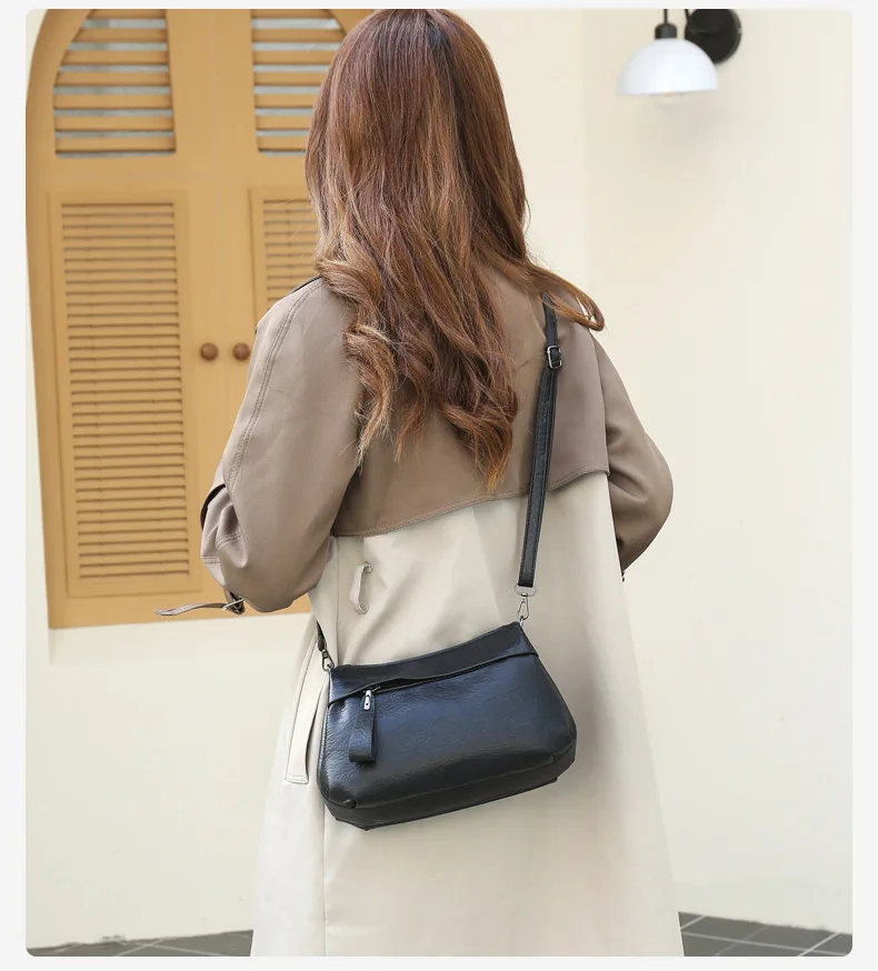 New Women's Shoulder Purse Bag Fashion Atmosphere Crossbody Messenger Bag Women's Large-capacity Mother Handbag Soft Leather Bag