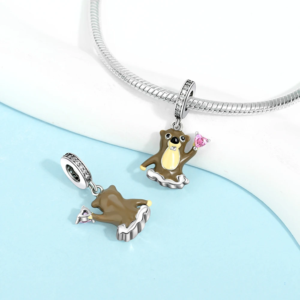 New 925 Sterling Silver Cute Animal Pet Cat Dog Rabbit Original Beads Charms for Pan DIY Bracelet Women Fine Jewellery Gift