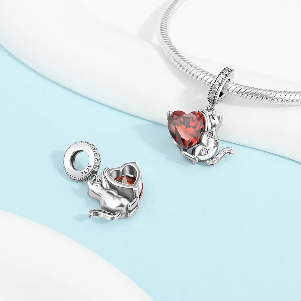 New 925 Sterling Silver Cute Animal Pet Cat Dog Rabbit Original Beads Charms for Pan DIY Bracelet Women Fine Jewellery Gift