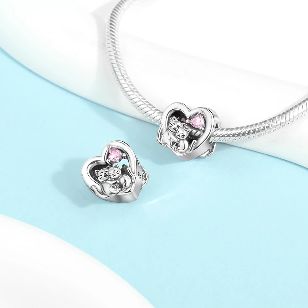 New 925 Sterling Silver Cute Animal Pet Cat Dog Rabbit Original Beads Charms for Pan DIY Bracelet Women Fine Jewellery Gift