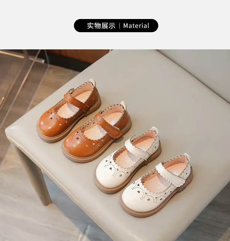 Girls' Small Fashionable Pu Leather Shoes Spring Summer New Baby Girl Soft Soled Princess School Student Loafer
