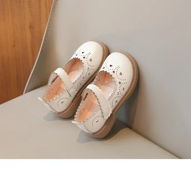 Girls' Small Fashionable Pu Leather Shoes Spring Summer New Baby Girl Soft Soled Princess School Student Loafer