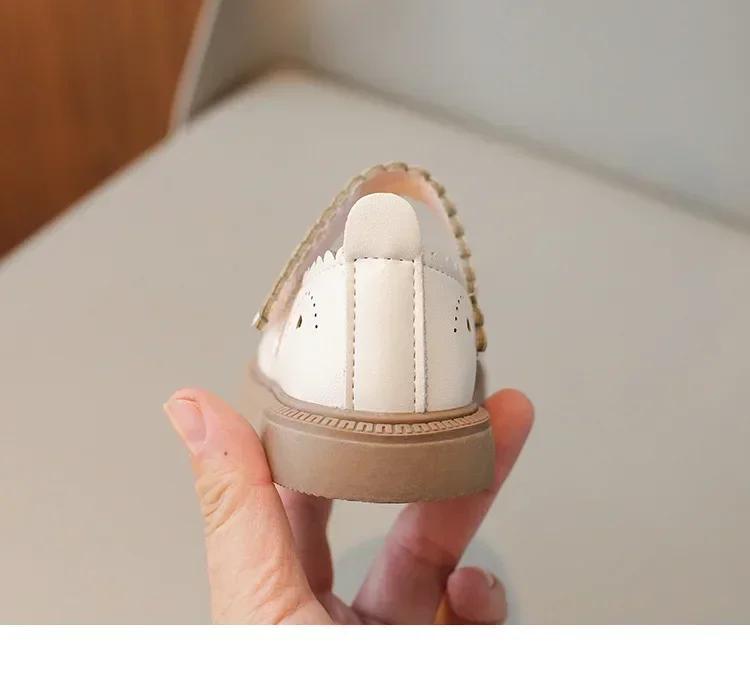 Girls' Small Fashionable Pu Leather Shoes Spring Summer New Baby Girl Soft Soled Princess School Student Loafer