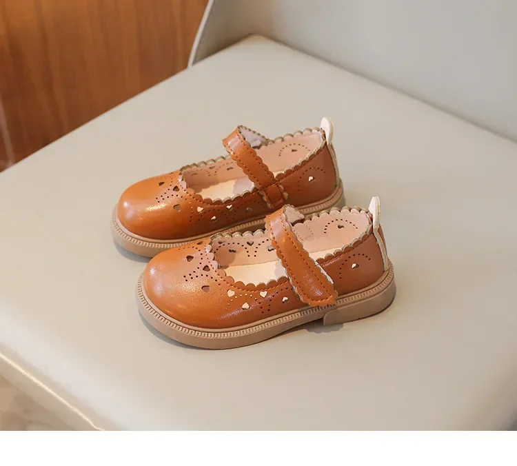 Girls' Small Fashionable Pu Leather Shoes Spring Summer New Baby Girl Soft Soled Princess School Student Loafer
