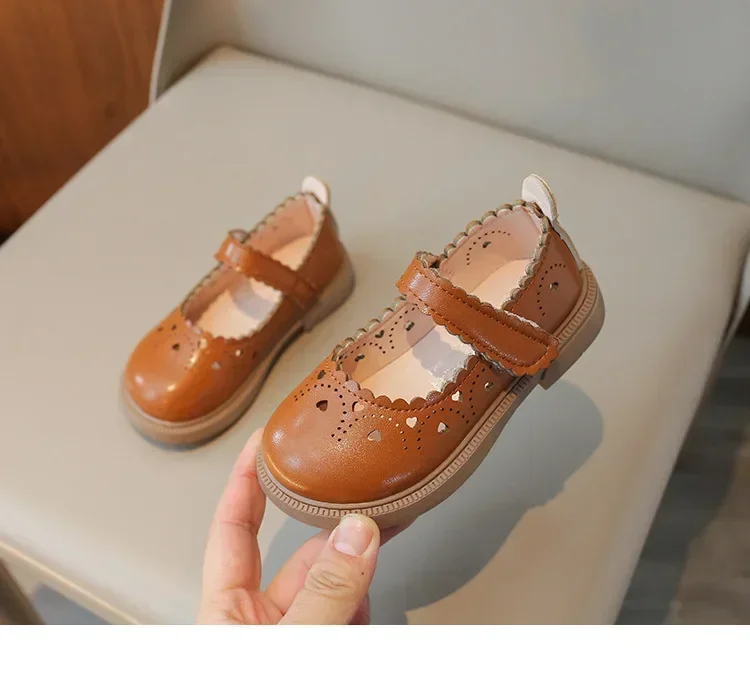 Girls' Small Fashionable Pu Leather Shoes Spring Summer New Baby Girl Soft Soled Princess School Student Loafer