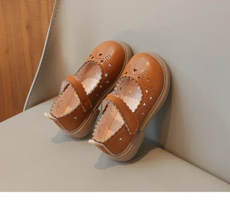 Girls' Small Fashionable Pu Leather Shoes Spring Summer New Baby Girl Soft Soled Princess School Student Loafer