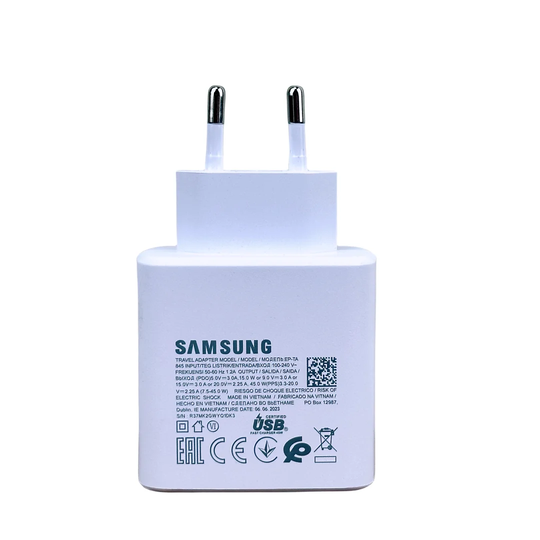 Original Samsung Charger 45W Super Fast Charge Type C Adapter For Galaxy S23 S24 Ultra S20 S22 S21+Z Fold 5 4 3 Flip 5 4 3 Phone