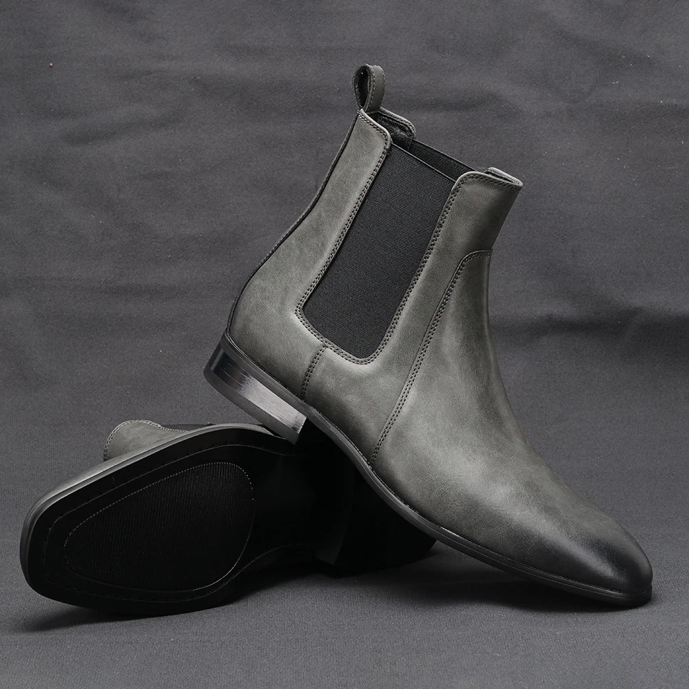 40~46 Chelsea Boots Men 2024 Brand Comfortable Fashion Leather Men Boots #KD431