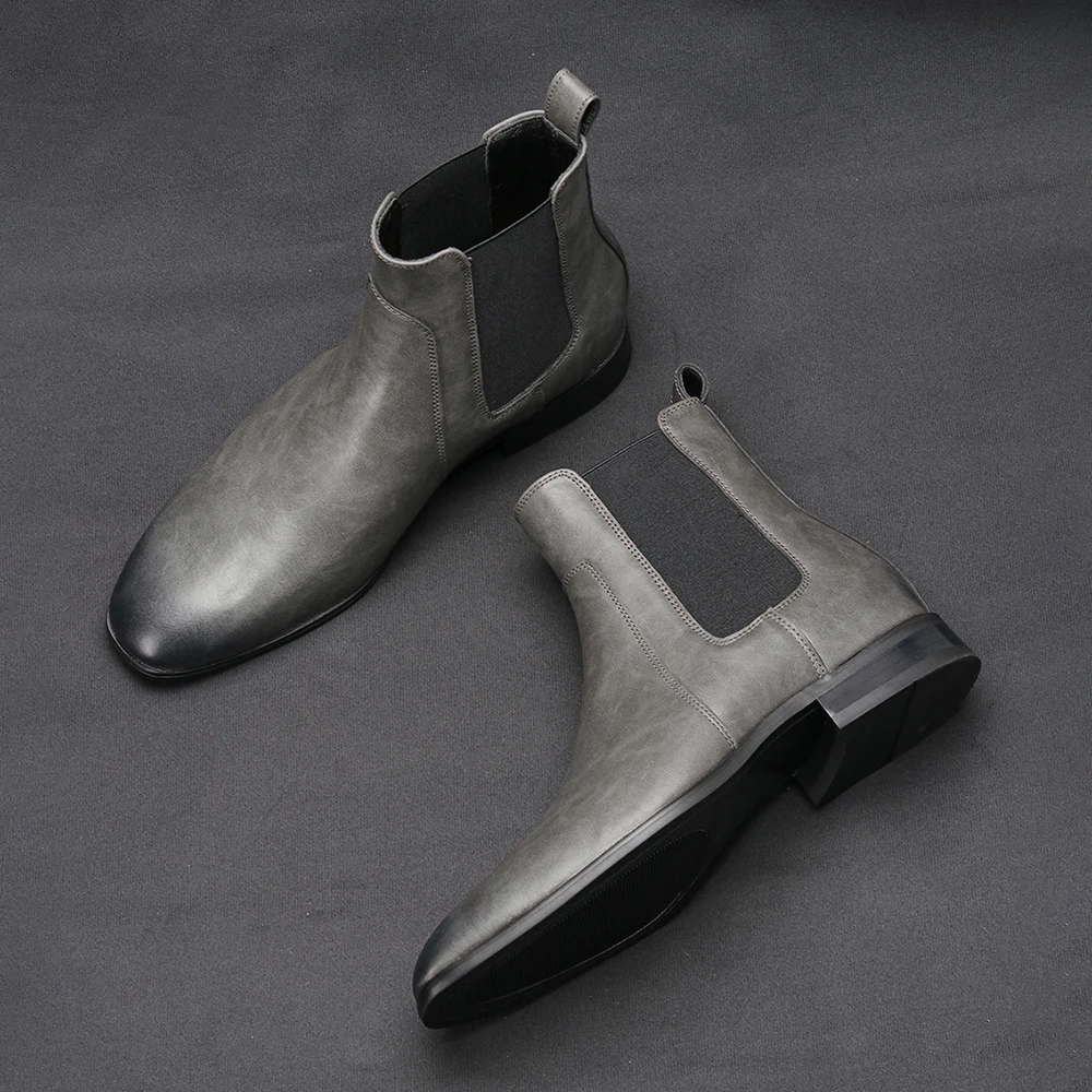 40~46 Chelsea Boots Men 2024 Brand Comfortable Fashion Leather Men Boots #KD431