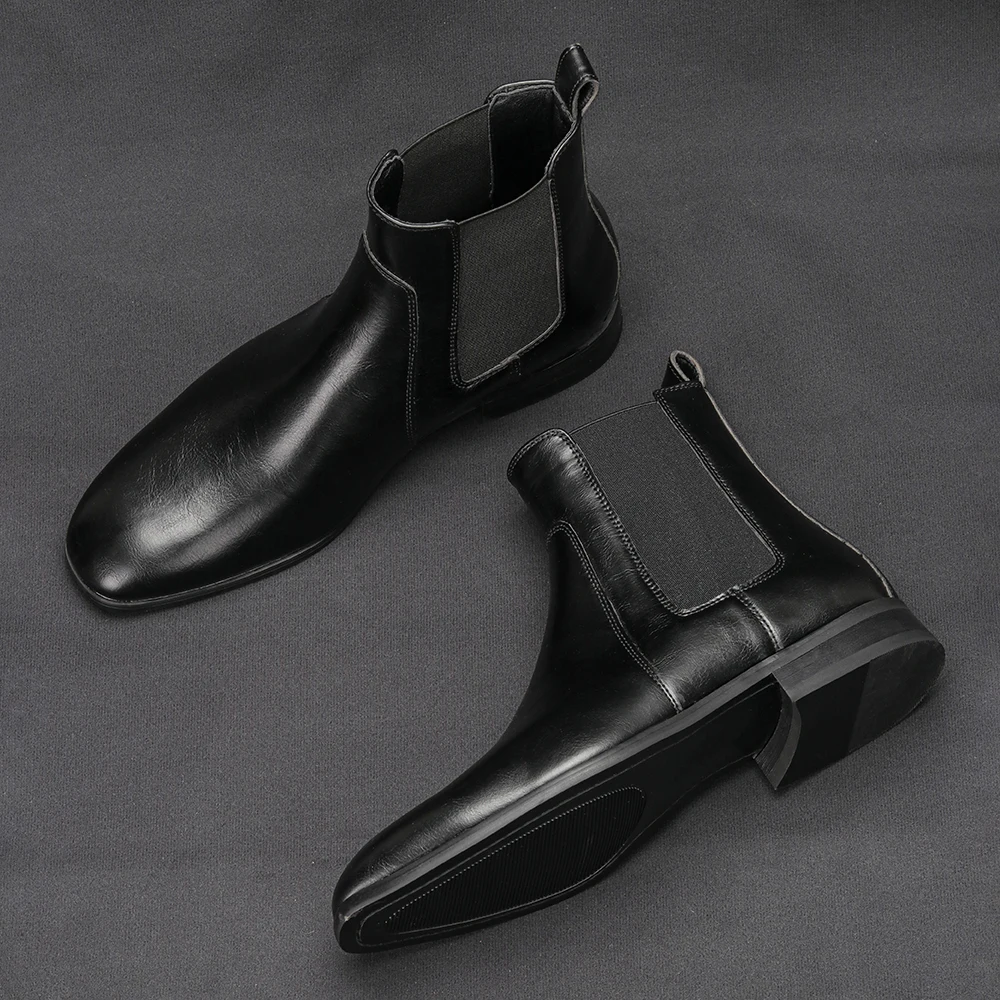 40~46 Chelsea Boots Men 2024 Brand Comfortable Fashion Leather Men Boots #KD431