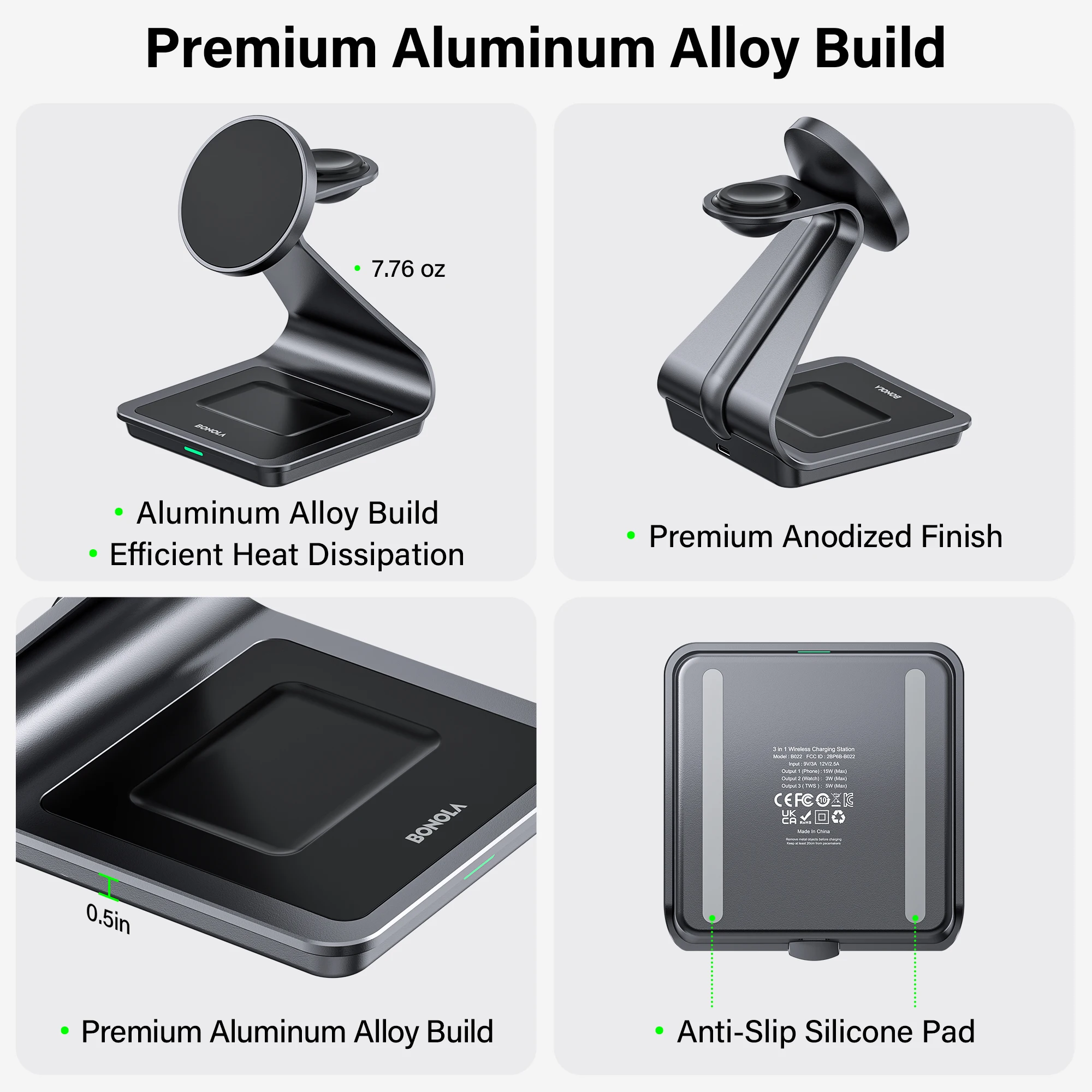 Bonola Magnetic 3 in 1 Wireless Charger Station for Samsung S24 Ultra/S25/26 Fast Charging Stand for Galaxy Watch 9/8/7/6/Buds