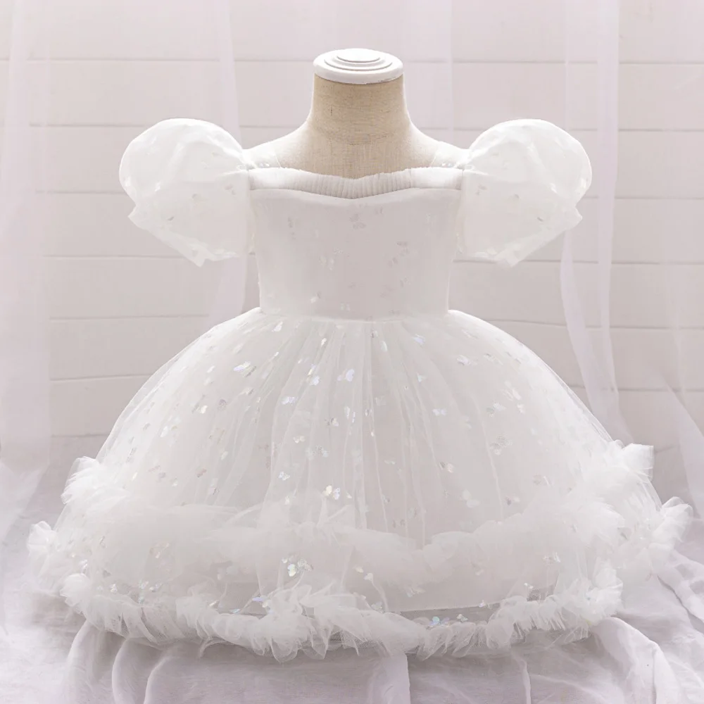 Baby Girl 1st Birthday Party Baptism Dresses Flower Girls Wedding Bridesmaid Layered Dress Toddler Kids Fluffy Summer Casual Wea
