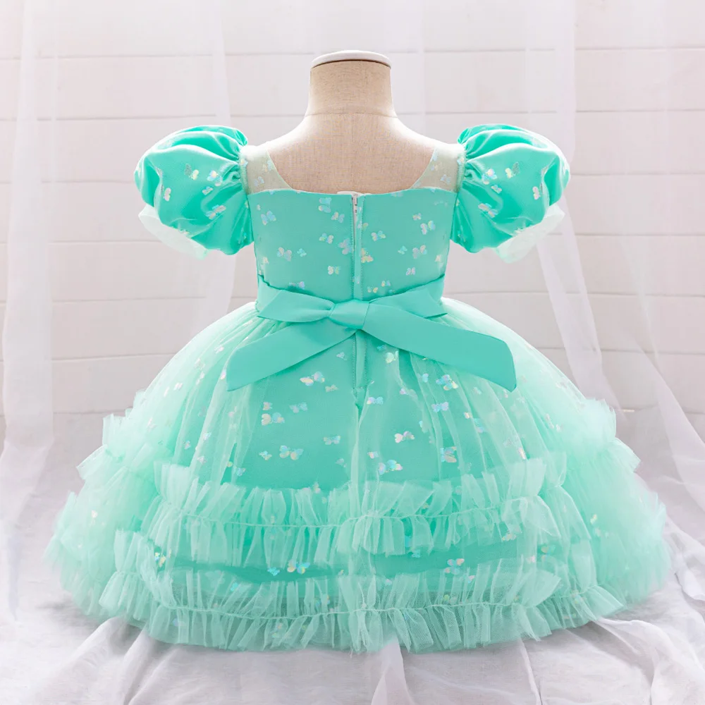 Baby Girl 1st Birthday Party Baptism Dresses Flower Girls Wedding Bridesmaid Layered Dress Toddler Kids Fluffy Summer Casual Wea