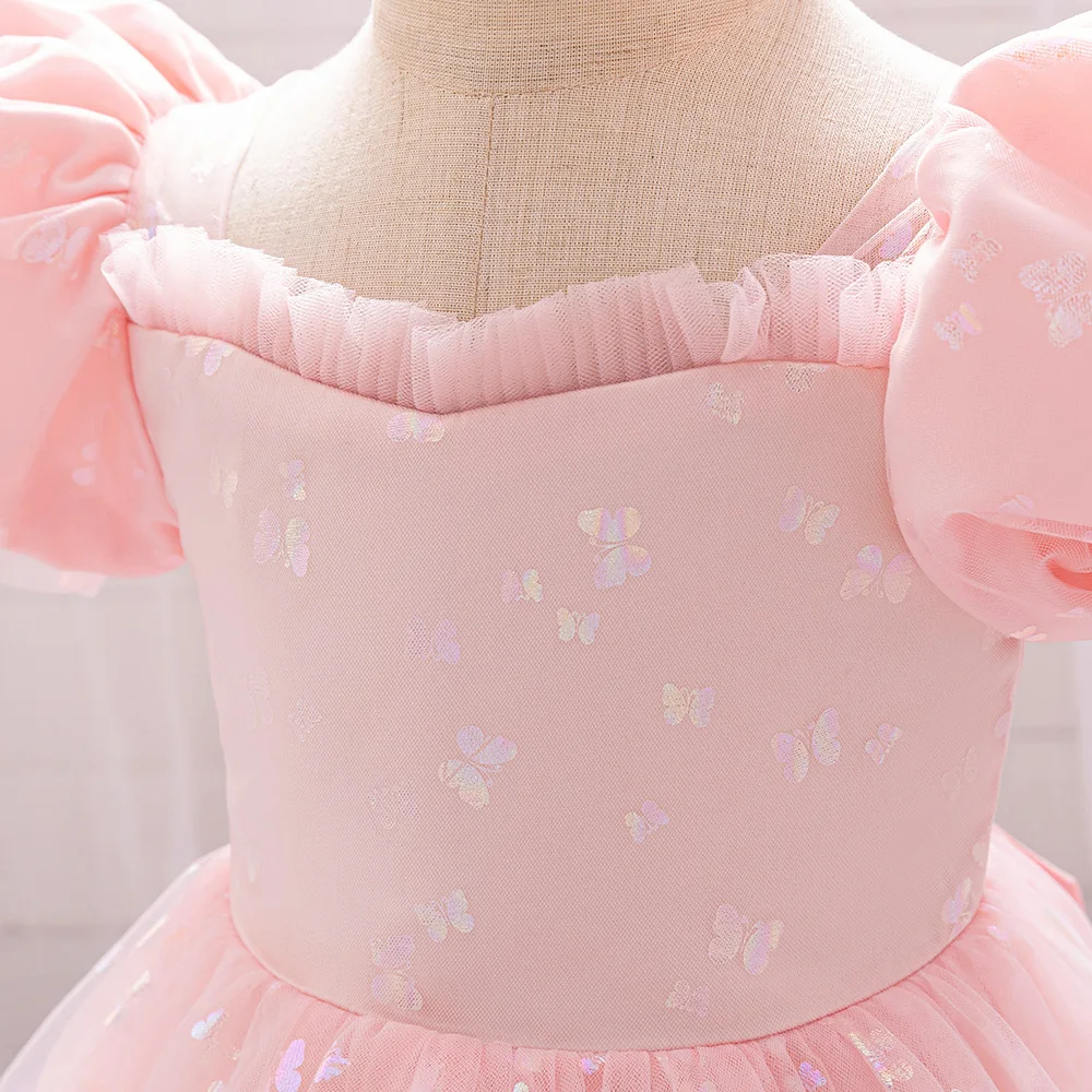 Baby Girl 1st Birthday Party Baptism Dresses Flower Girls Wedding Bridesmaid Layered Dress Toddler Kids Fluffy Summer Casual Wea