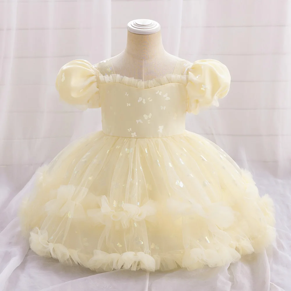Baby Girl 1st Birthday Party Baptism Dresses Flower Girls Wedding Bridesmaid Layered Dress Toddler Kids Fluffy Summer Casual Wea