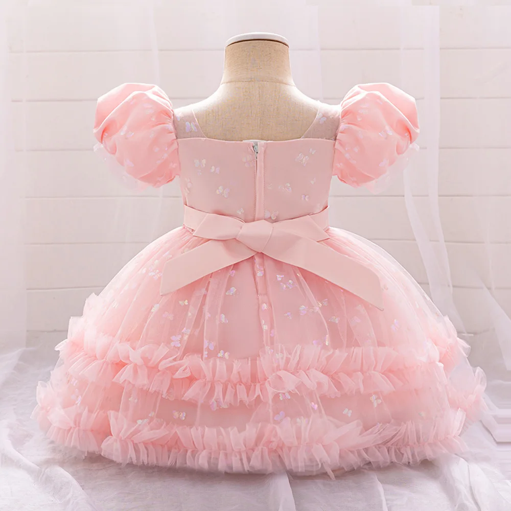 Baby Girl 1st Birthday Party Baptism Dresses Flower Girls Wedding Bridesmaid Layered Dress Toddler Kids Fluffy Summer Casual Wea