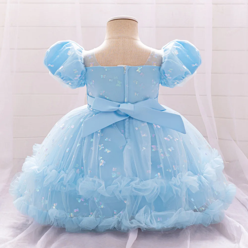 Baby Girl 1st Birthday Party Baptism Dresses Flower Girls Wedding Bridesmaid Layered Dress Toddler Kids Fluffy Summer Casual Wea
