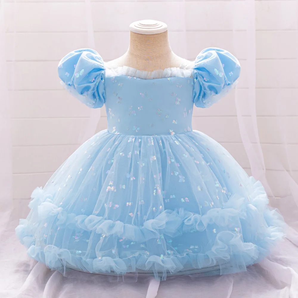 Baby Girl 1st Birthday Party Baptism Dresses Flower Girls Wedding Bridesmaid Layered Dress Toddler Kids Fluffy Summer Casual Wea