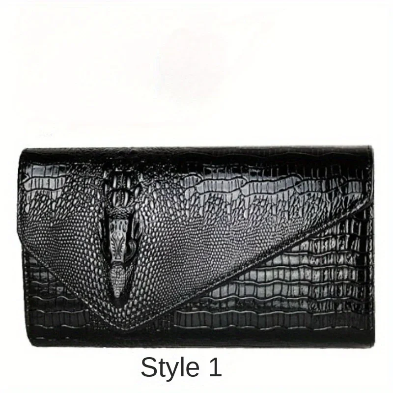 Women's stylish clutch bag Large capacity crocodile print crossbody shoulder bag