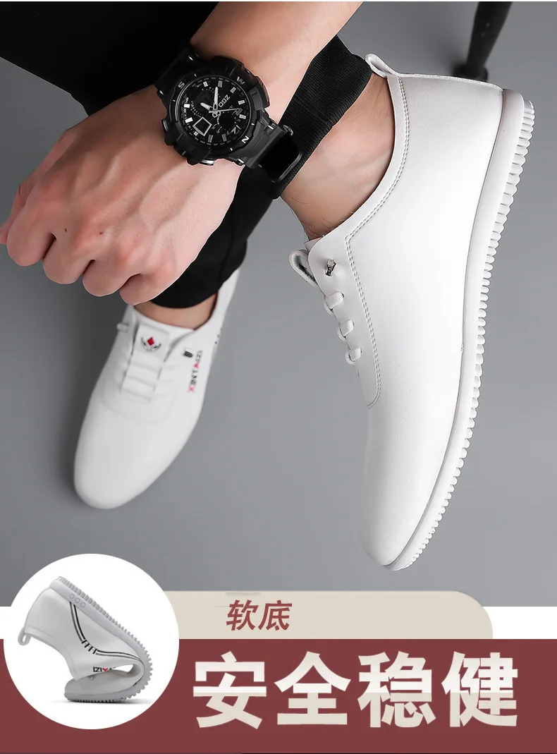 2024 casual men leather shoes Versatile Business White footwear Fashion anti slip comfortable loafers male new lightweight flat