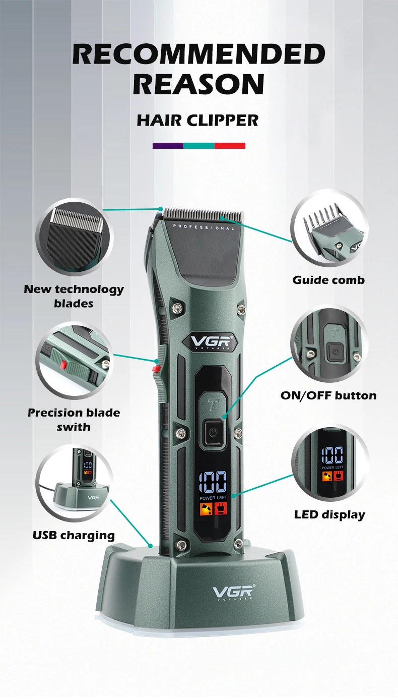 VGR Long Life Hair Trimmer Powerful Power Hair Trimmer Set for Men with Base series hair trimmer