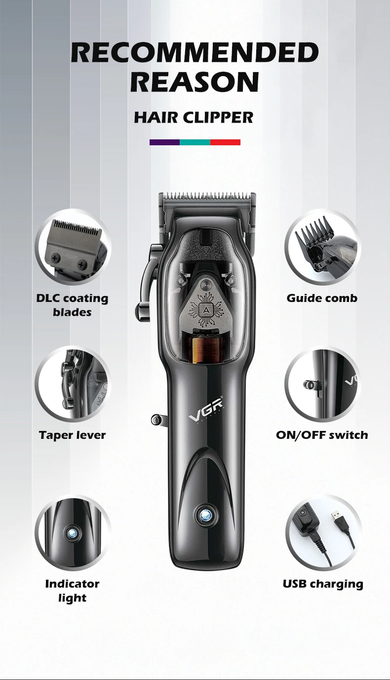 VGR Long Life Hair Trimmer Powerful Power Hair Trimmer Set for Men with Base series hair trimmer