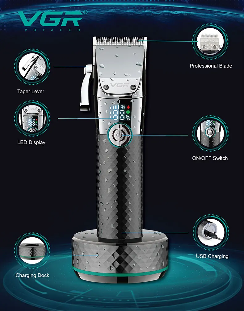 VGR Long Life Hair Trimmer Powerful Power Hair Trimmer Set for Men with Base series hair trimmer