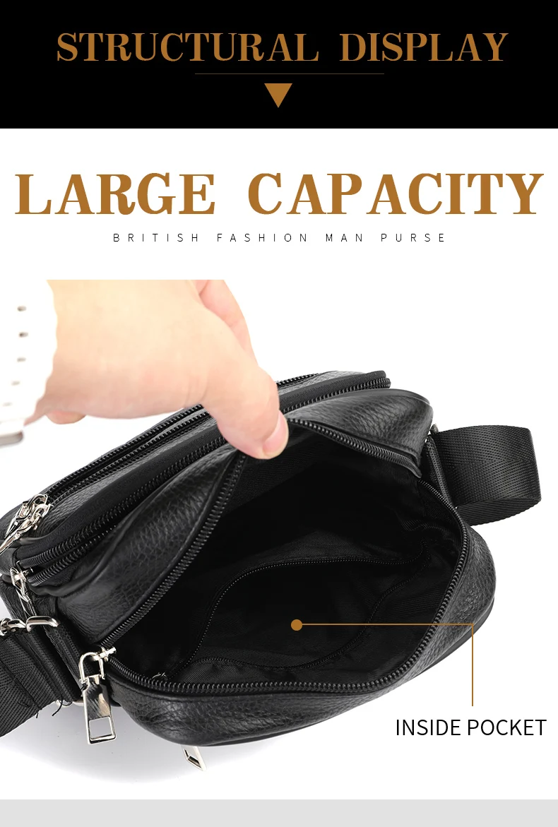 Men's Shoulder Bag Business Casual Vintage Messenger Bag High Quality Leather Men's Travel Shoulder Bag