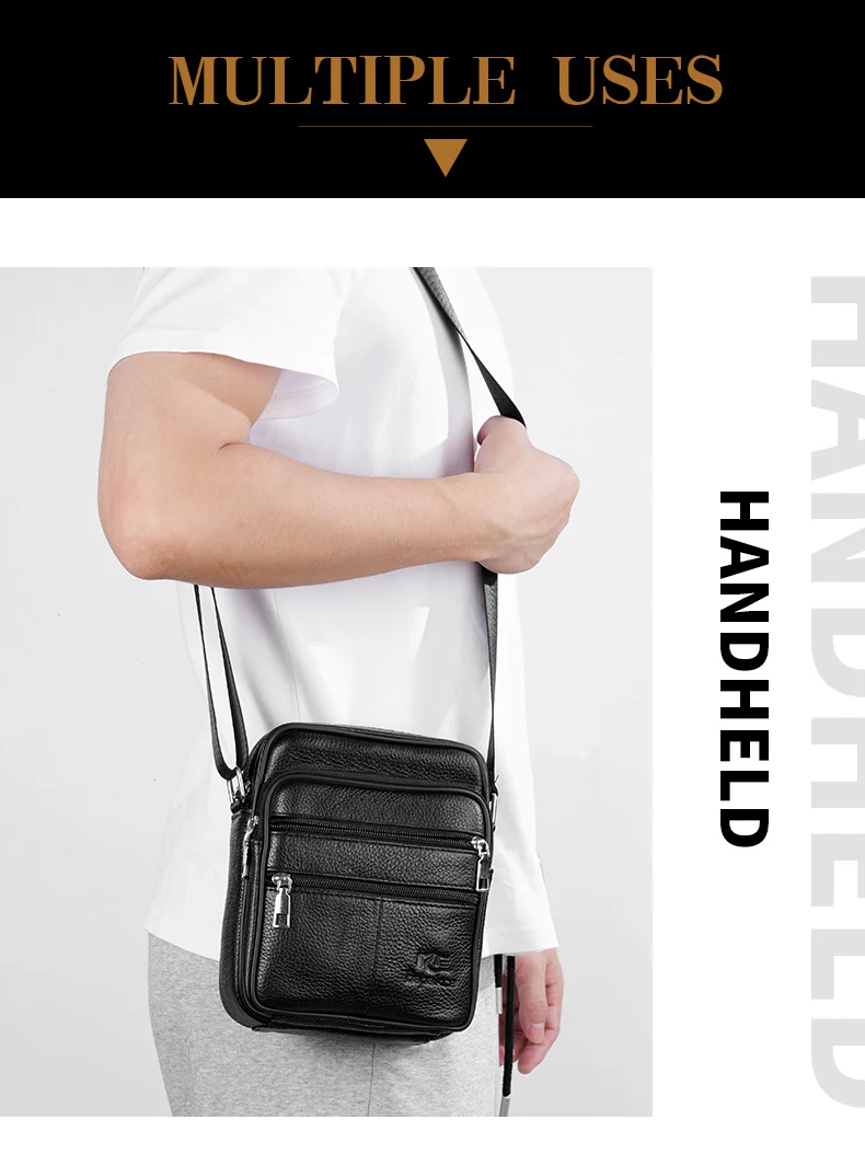 Men's Shoulder Bag Business Casual Vintage Messenger Bag High Quality Leather Men's Travel Shoulder Bag