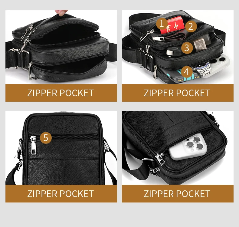 Men's Shoulder Bag Business Casual Vintage Messenger Bag High Quality Leather Men's Travel Shoulder Bag