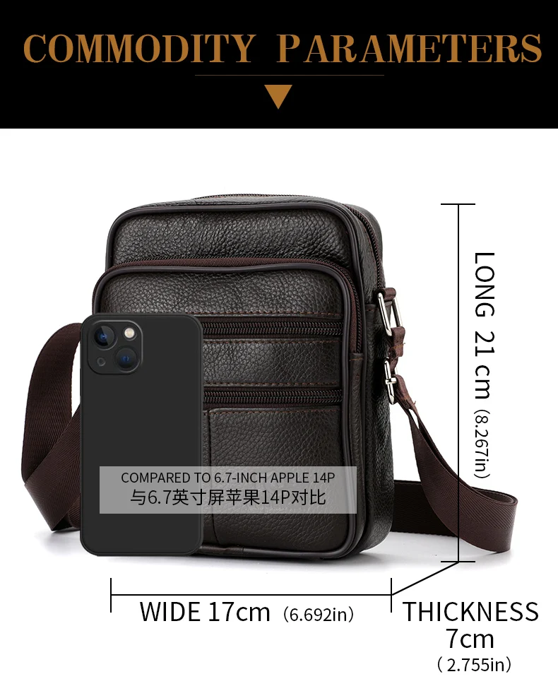 Men's Shoulder Bag Business Casual Vintage Messenger Bag High Quality Leather Men's Travel Shoulder Bag