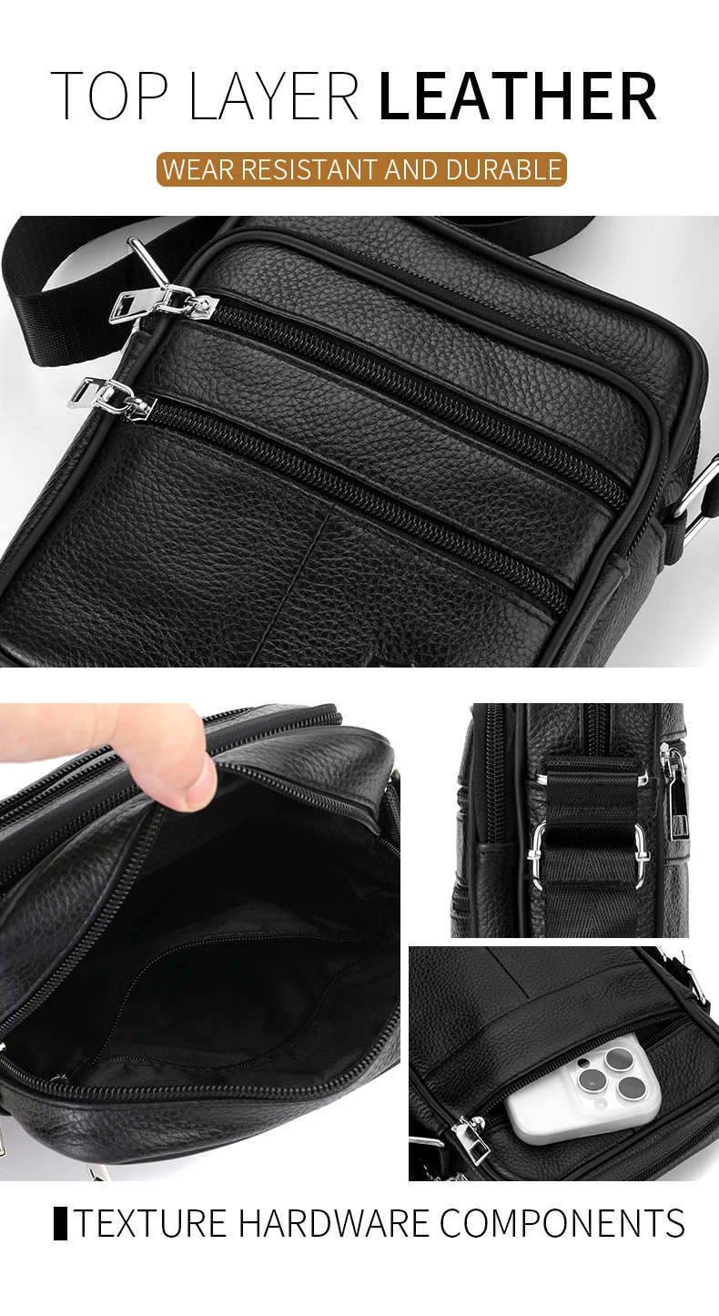 Men's Shoulder Bag Business Casual Vintage Messenger Bag High Quality Leather Men's Travel Shoulder Bag