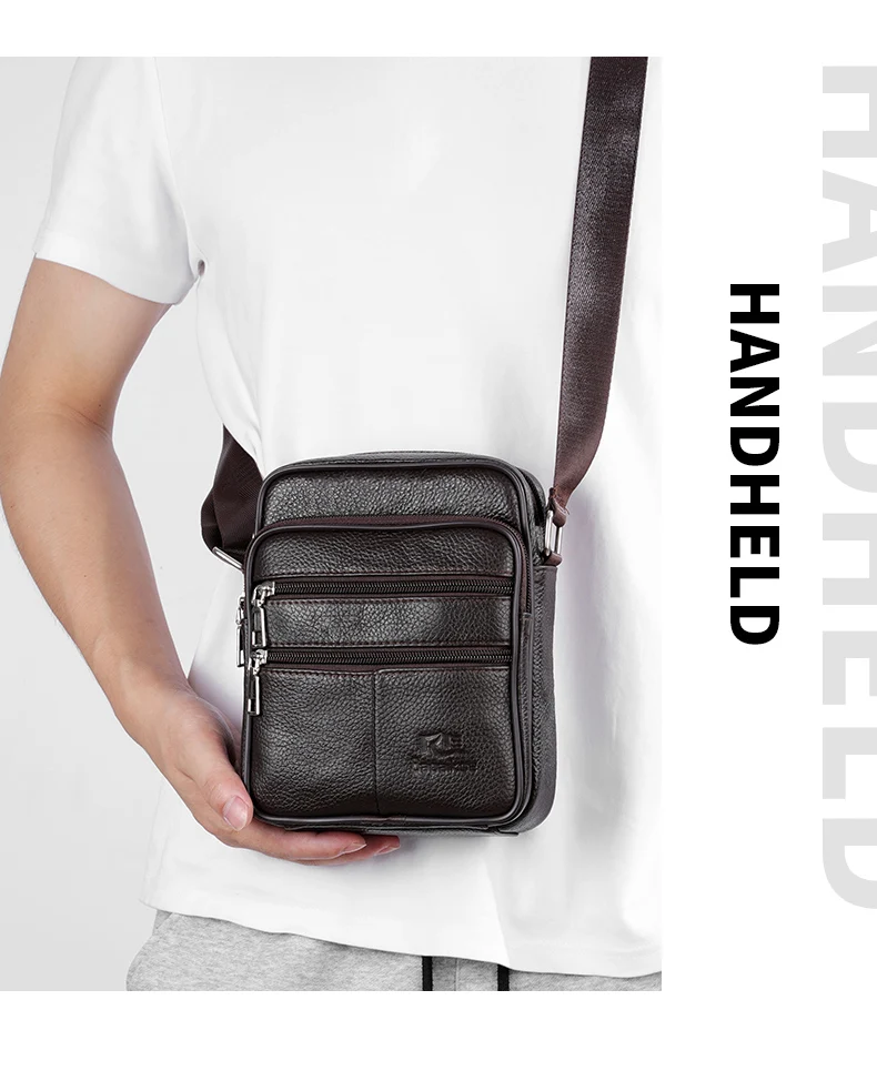 Men's Shoulder Bag Business Casual Vintage Messenger Bag High Quality Leather Men's Travel Shoulder Bag