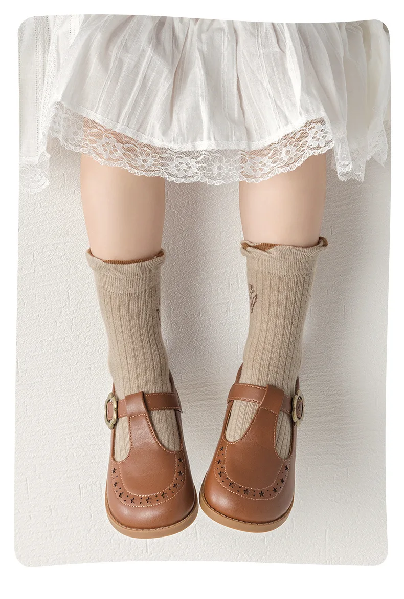 A Class Cotton Socks Autumn Socks Girls Floral Tulip Crew Socks 5 Pairs Children Spring Socks Baby Kids Socks