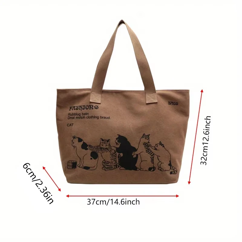 Women's Fashionable Canvas Tote Bag Spacious Durable Shoulder Bag with Zipper Closure Classic Design for Work