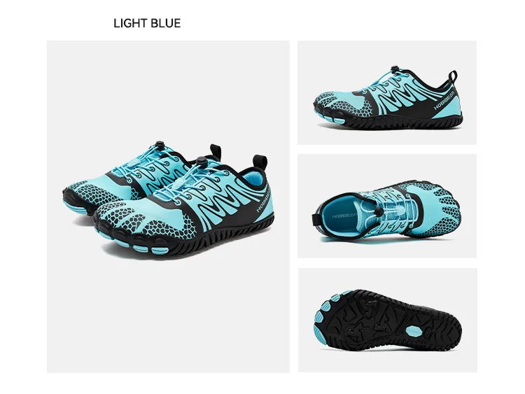 HOBIBEAR Wide Toe Barefoot Shoes for Unisex Artificial Leather Outdoor Walking Sneakers Zero Drop Minimalist Elastic Band Shoes