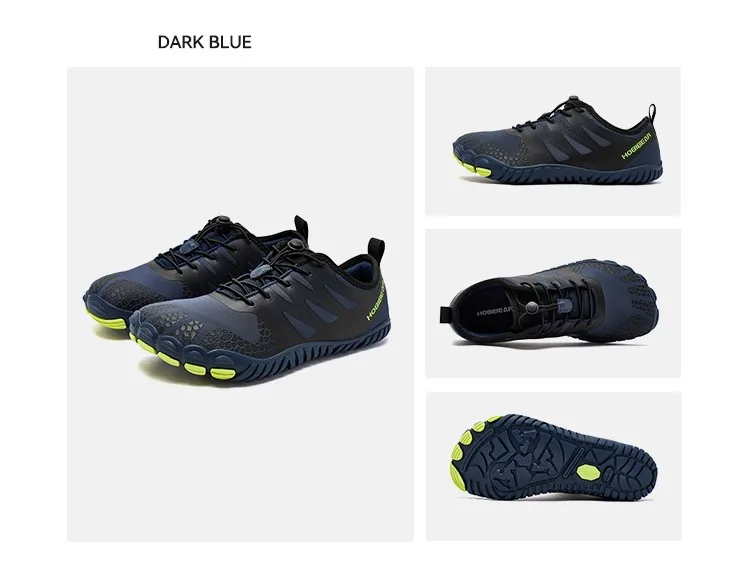 HOBIBEAR Wide Toe Barefoot Shoes for Unisex Artificial Leather Outdoor Walking Sneakers Zero Drop Minimalist Elastic Band Shoes