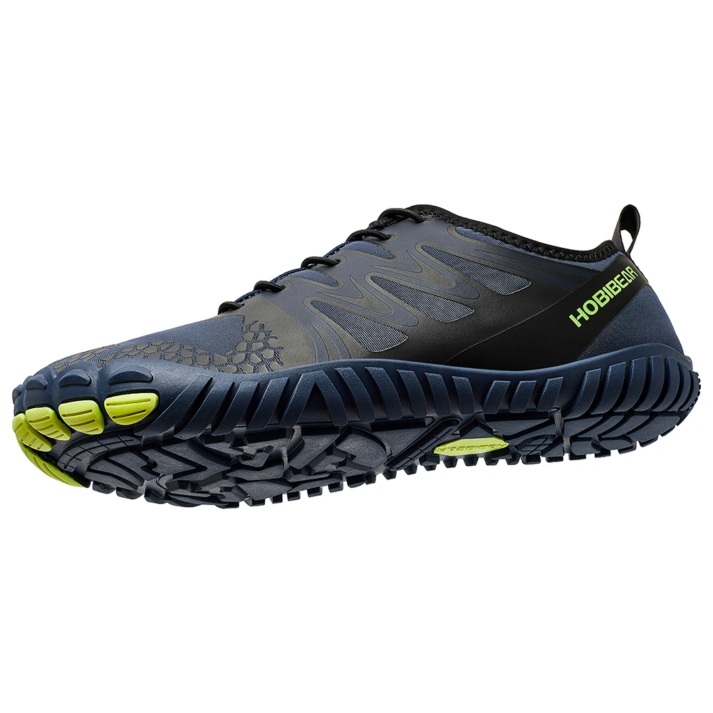 HOBIBEAR Wide Toe Barefoot Shoes for Unisex Artificial Leather Outdoor Walking Sneakers Zero Drop Minimalist Elastic Band Shoes