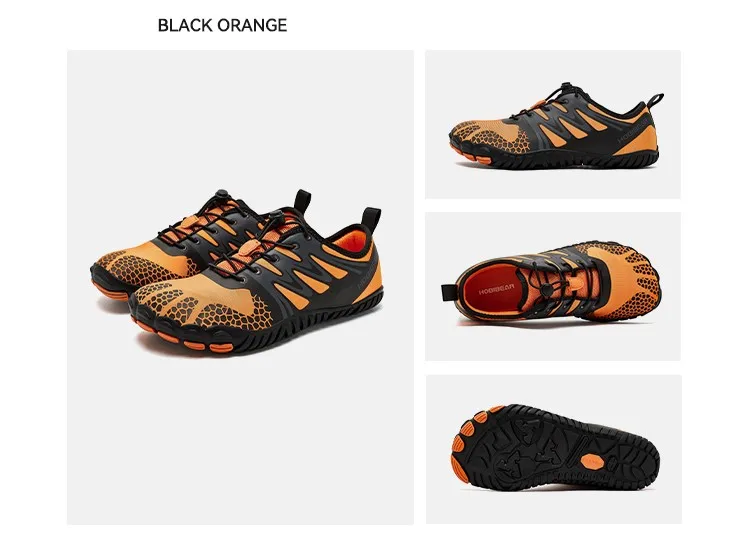 HOBIBEAR Wide Toe Barefoot Shoes for Unisex Artificial Leather Outdoor Walking Sneakers Zero Drop Minimalist Elastic Band Shoes
