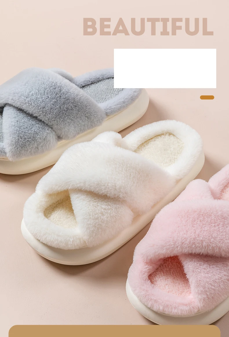 Fluffy Slippers Women House Flats Fashion Designer Winter Shoes Ladies Indoor Casual Plush Platform Footwear Elegant Large Size