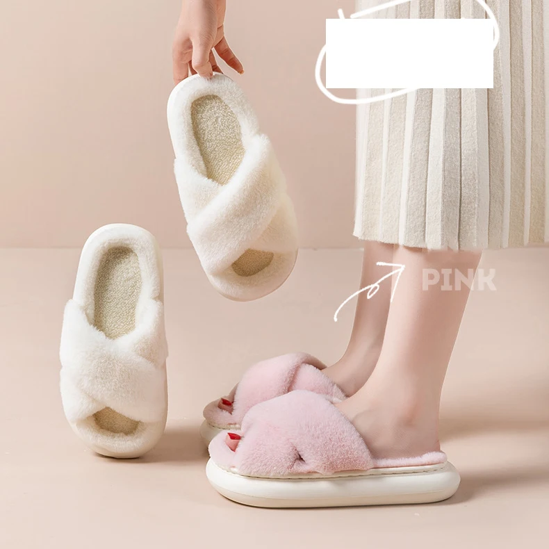 Fluffy Slippers Women House Flats Fashion Designer Winter Shoes Ladies Indoor Casual Plush Platform Footwear Elegant Large Size