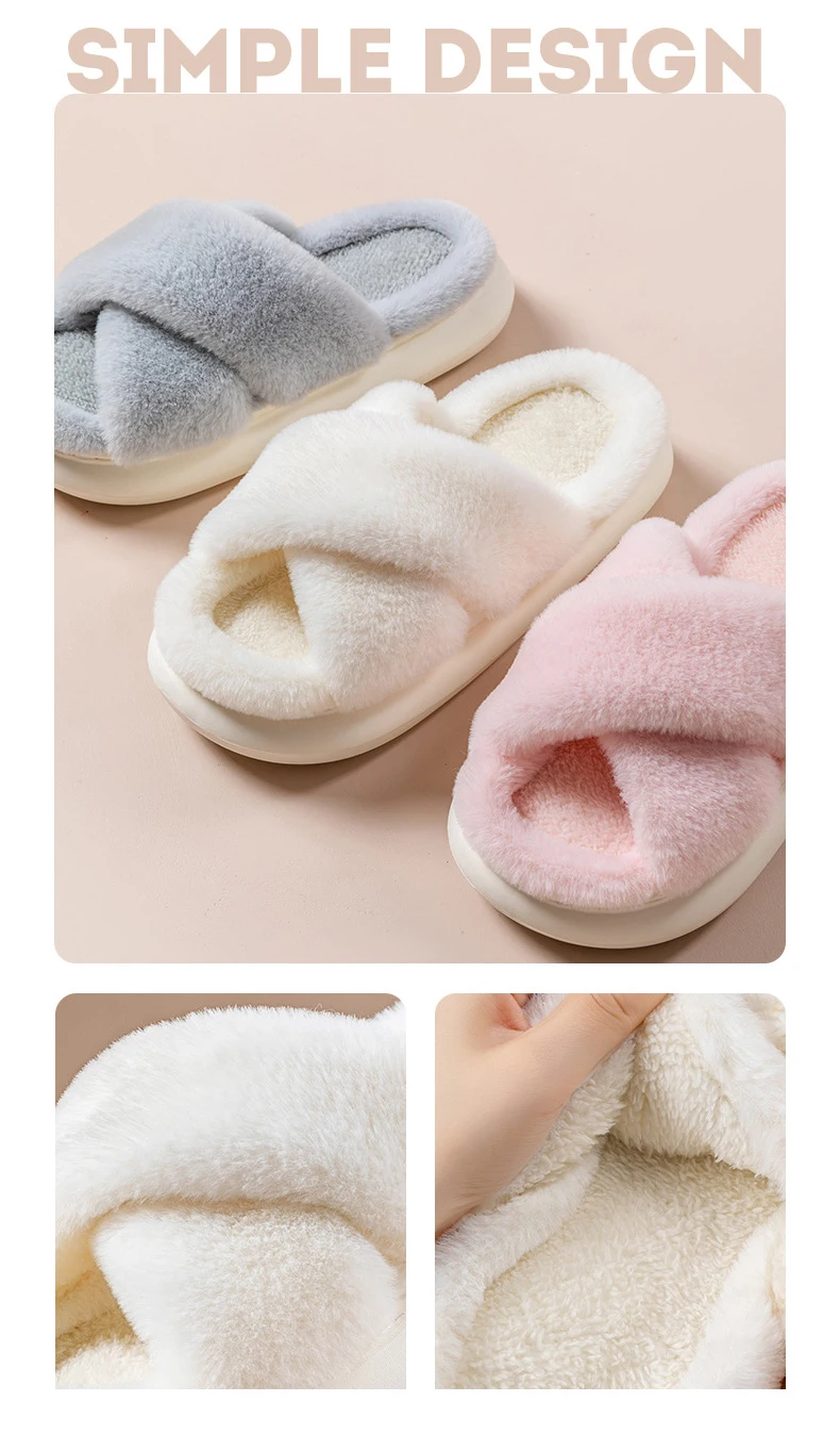 Fluffy Slippers Women House Flats Fashion Designer Winter Shoes Ladies Indoor Casual Plush Platform Footwear Elegant Large Size