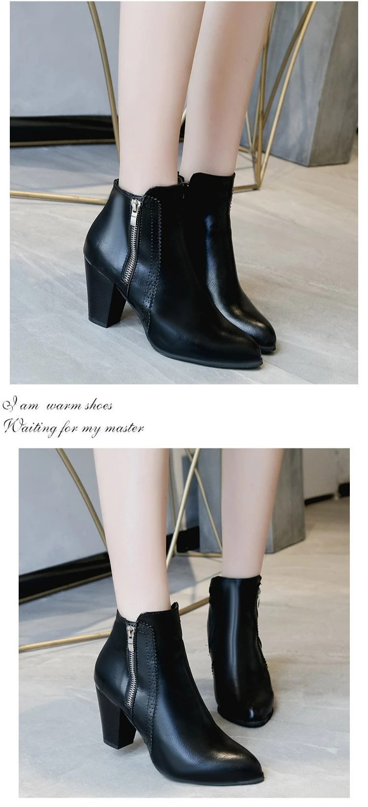 2024 new autumn ladies boot Coarse heeled outdoor nonslip shoe Retro Zipper Fashion Boots Comfort casual women's shoes Botas