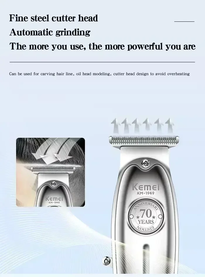 Kemei Hair Clipper KM-TX1 KM-2010 KM-1949 Professional Metal Body Electric Trimmers Rechargeable Men's Shaver Gold and Sliver