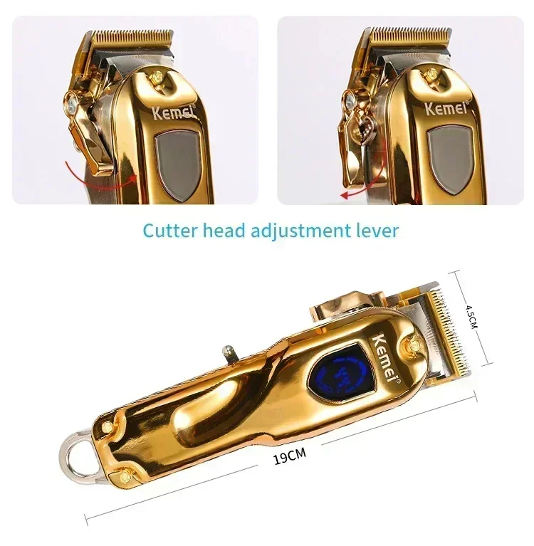 Kemei Hair Clipper KM-TX1 KM-2010 KM-1949 Professional Metal Body Electric Trimmers Rechargeable Men's Shaver Gold and Sliver