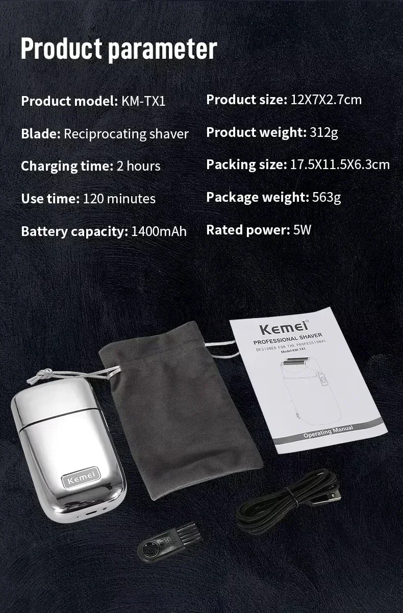 Kemei Hair Clipper KM-TX1 KM-2010 KM-1949 Professional Metal Body Electric Trimmers Rechargeable Men's Shaver Gold and Sliver