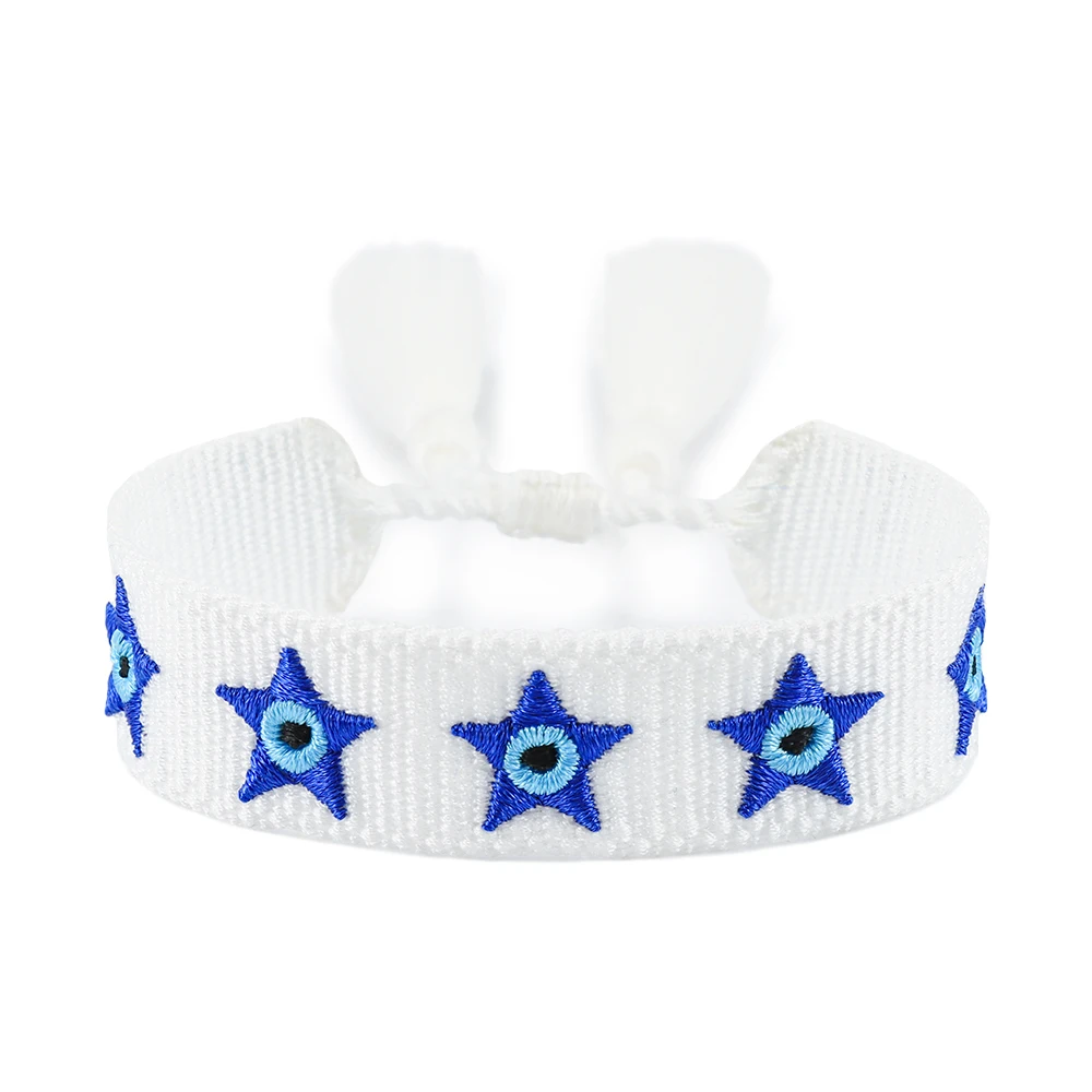 Fashion Woven Bracelets Stackable Evil Eyes Embroidered Tassel Bracelets Everyday Style